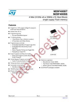 M29F400BB70N1 datasheet  